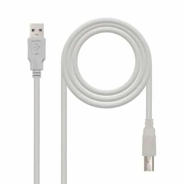 Cable USB 2.0 Impresora Nanocable 10.01.0102/ USB Tipo-B Macho - USB Macho/ 1m/ Beige - Imagen 3