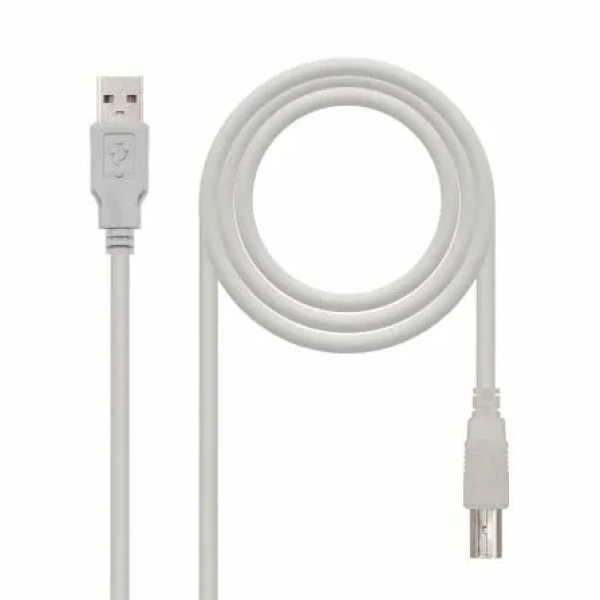 Cable USB 2.0 Impresora Nanocable 10.01.0104/ USB Tipo-B Macho - USB Macho/ 3m/ Beige - Imagen 2
