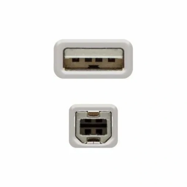 Cable USB 2.0 Impresora Nanocable 10.01.0104/ USB Tipo-B Macho - USB Macho/ 3m/ Beige - Imagen 3