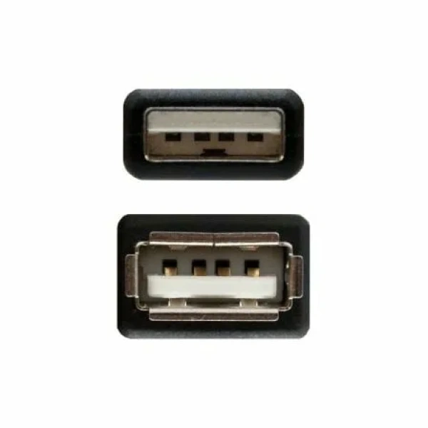 Cable Alargador USB 2.0 Nanocable 10.01.0203-BK/ USB Macho - USB Hembra/ 1.8m/ Negro - Imagen 3