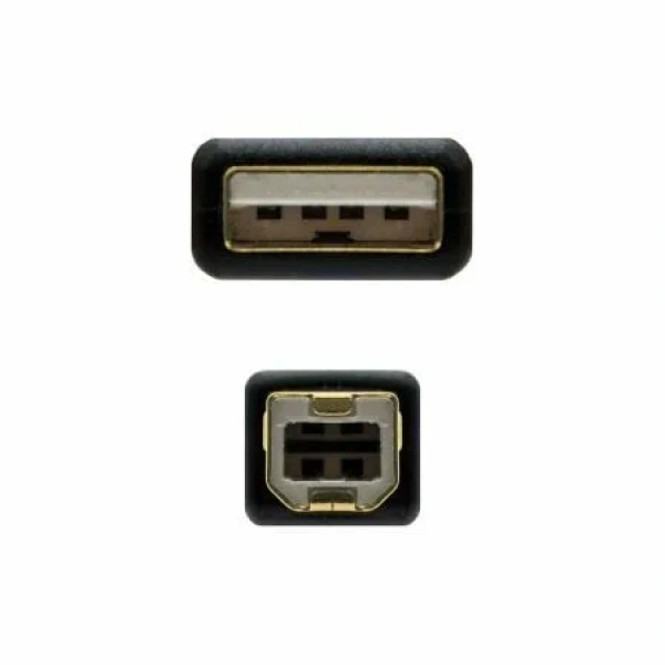 Cable USB 2.0 Impresora Nanocable 10.01.1202/ USB Tipo-B Macho - USB Macho / 2m/ Negro - Imagen 3