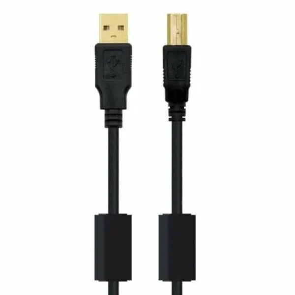 Cable USB 2.0 Impresora Nanocable 10.01.1205/ USB Tipo-B Macho - USB Macho/ 5m/ Negro - Imagen 2