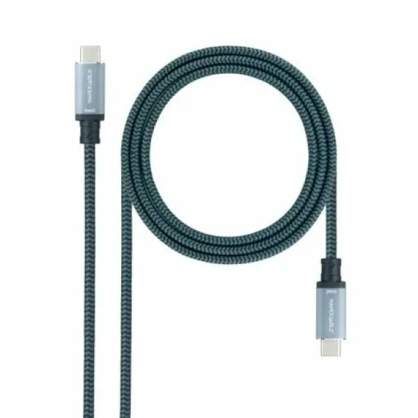 Cable USB 3.1 Tipo-C Nanocable 10.01.4101-COMB/ USB Tipo-C Macho - USB Tipo-C Macho/ Hasta 100W/ 20Gbps/ 1m/ Gris y Negro - Imagen 2