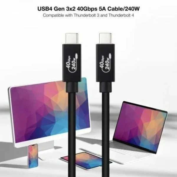 Cable USB 4.0 Nanocable 10.01.5002/ USB Tipo-C Macho - USB Tipo-C Macho/ Hasta 240W/ 40Gbps/ 1.8m/ Negro - Imagen 3