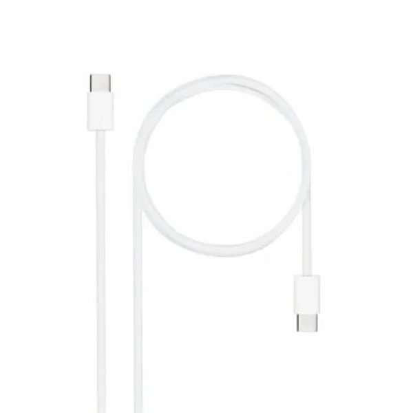 Cable USB 2.0 Tipo-C Nanocable 10.01.6001-CO/ USB Tipo-C Macho - USB Tipo-C Macho/ Hasta 60W/ 480Mbps/ 1m/ Blanco - Imagen 2