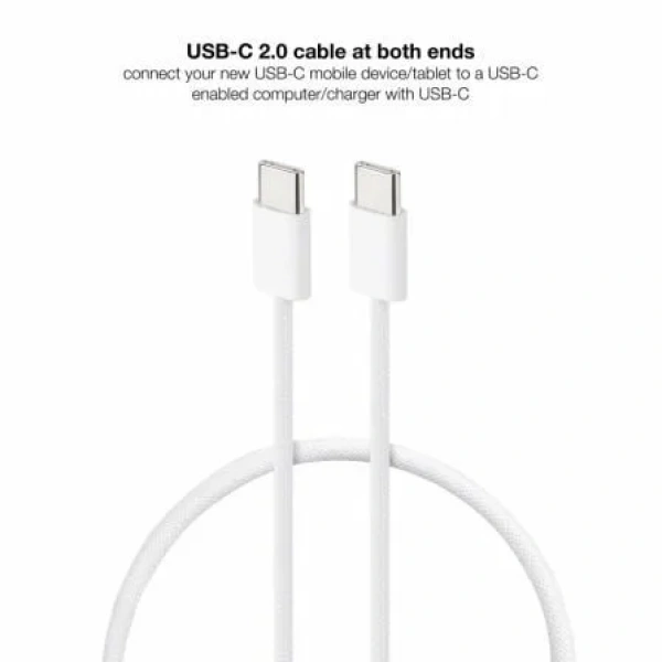 Cable USB 2.0 Tipo-C Nanocable 10.01.6002-CO/ USB Tipo-C Macho - USB Tipo-C Macho/ Hasta 60W/ 480Mbps/ 2m/ Blanco - Imagen 3