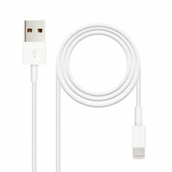 Cable USB 2.0 Lightning Nanocable 10.110.0401/ USB Macho - Lightning Macho/ 1m/ Blanco - Imagen 2