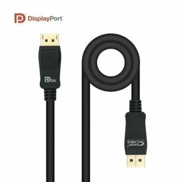 Cable Displayport 1.4 8K Nanocable 10.15.2501/ Displayport Macho - Displayport Macho/ 1m/ Certificado/ Negro - Imagen 2