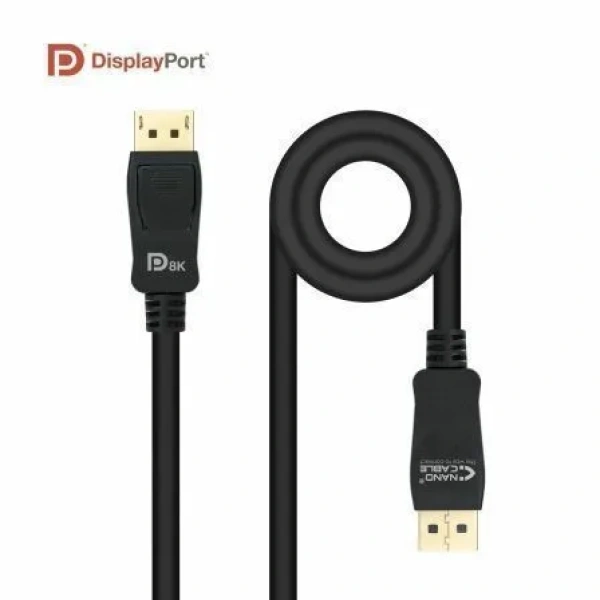 Cable DisplayPort 1.4 8K Nanocable 10.15.2502/ DisplayPort Macho - DisplayPort Macho/ 2m/ Certificado/ Negro - Imagen 2