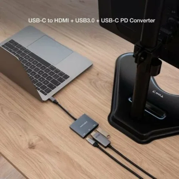 Conversor Nanocable 10.16.4306 USB Tipo-C/ HDMI 4K Hembra - USB Hembra - USB Tipo-C PD/ 15cm/ Gris - Imagen 3