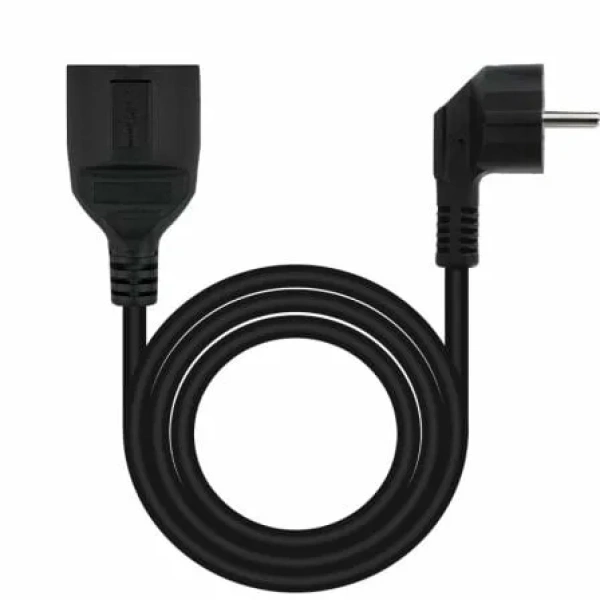 Cable Alargador de Corriente Nanocable 10.22.0602-BK/ Schuko Hembra - Schuko Macho/ 2m/ Negro - Imagen 2