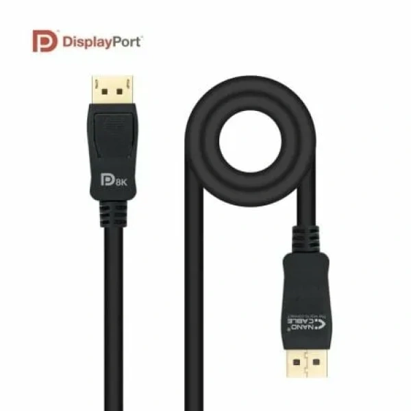 Cable DisplayPort 1.4 8K Nanocable 10.15.2501-L150/ DisplayPort Macho - DisplayPort Macho/ 1.5m/ Certificado/ Negro - Imagen 2