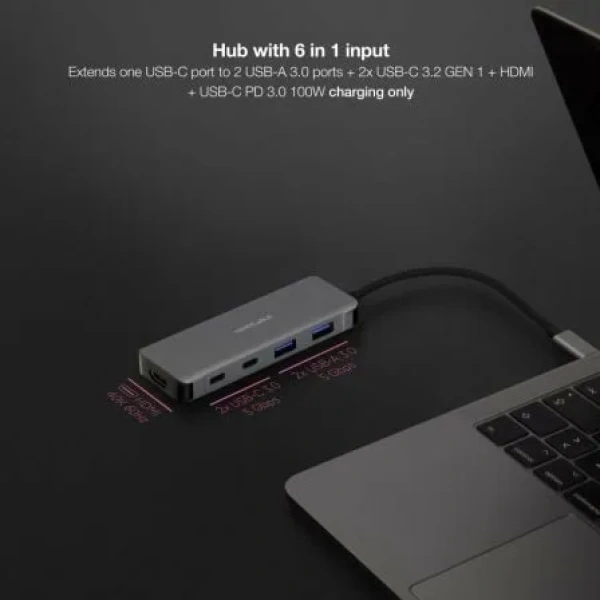 Docking Tipo-C Nanocable 10.16.1006/ 2xUSB/ 1xHDMI 4K/ 2xUSB Tipo-C/ 1xUSB Tipo-C PD - Imagen 3