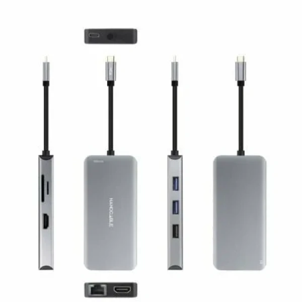 Docking Tipo-C Nanocable 10.16.1009/ 3xUSB/ 2xHDMI 4K/ 1xRJ45/ 1xLector tarjetas/ 1xUSB Tipo-C PD/ Gris - Imagen 2