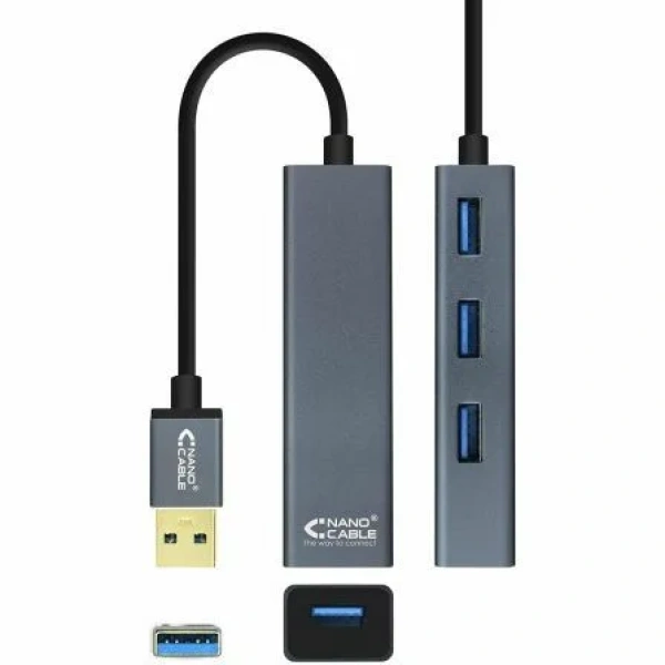 Hub USB 3.0 Nanocable 10.16.4402/ 4xUSB/ Gris - Imagen 3