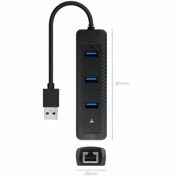 Hub USB 3.0 Nanocable 10.16.4604/ 3xUSB/ 1xRJ45/ Negro - Imagen 2