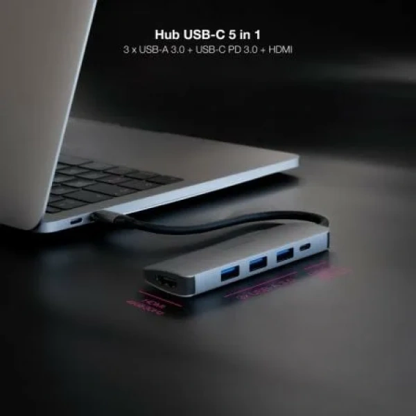 Docking Tipo-C Nanocable 10.16.4605/ 3xUSB/ 1xHDMI 4K/ 1xUSB Tipo-C PD/ Gris - Imagen 3