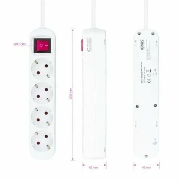 Regleta con Interruptor Nanocable 10.37.0004/ 4 Tomas de Corriente/ Cable 1.4m/ Blanca - Imagen 3