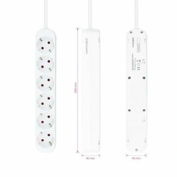 Regleta Nanocable 10.37.0006-NS/ 6 Tomas de Corriente/ Cable 1.4m/ Blanca - Imagen 3