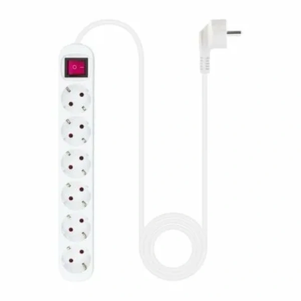 Regleta con Interruptor Nanocable 10.37.0006/ 6 Tomas de Corriente/ Cable 1.4m/ Blanca - Imagen 2