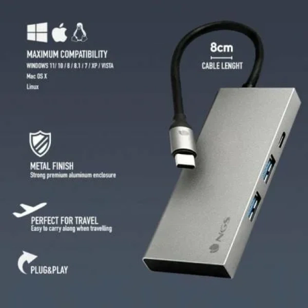 Docking USB Tipo-C NGS WonderDock4 Pro/ 2xUSB/ 1xUSB Tipo-C DP/ 1xHDMI - Imagen 3
