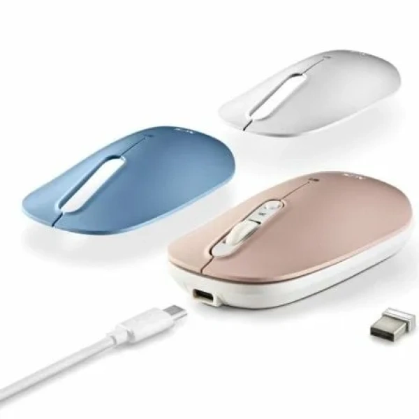 Ratón Inalámbrico por Bluetooth NGS Shell-RB/ Batería recargable/ Hasta 1600 DPI/ Azul/ Blanco/ Rosa - Imagen 2