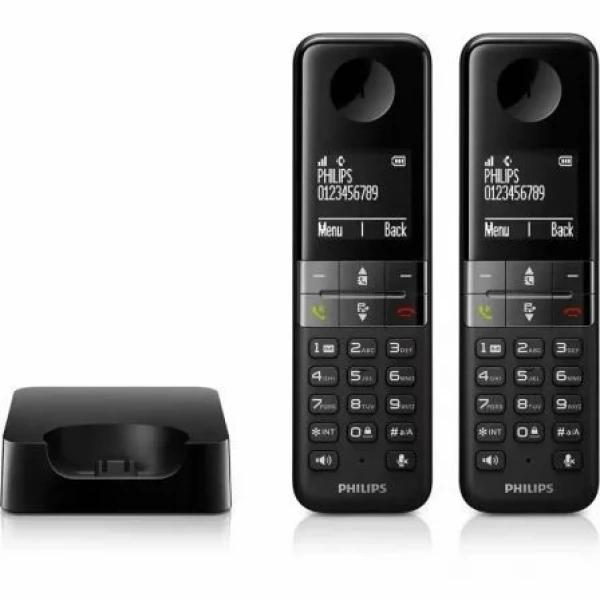 Teléfono Inalámbrico Philips D4702B/34/ Pack DUO/ Negro - Imagen 2