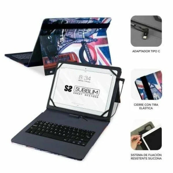 Funda con Teclado Subblim Keytab Pro USB England para Tablets de 10.1"-11" - Imagen 2