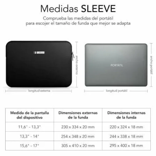 Funda Subblim Business Laptop Sleeve Neoprene para Portátiles 13.3"-14"/ Negra - Imagen 2