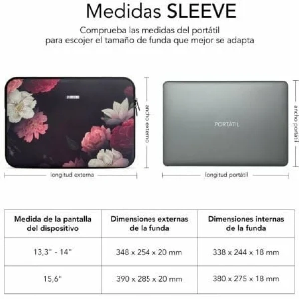 Funda Subblim Trendy Sleeve Neo Flowers para Portátiles hasta 15.6" - Imagen 3