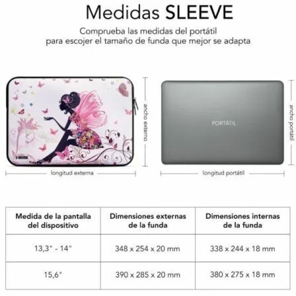 Funda Subblim Trendy Sleeve Neo Hada para Portátiles hasta 15.6" - Imagen 3