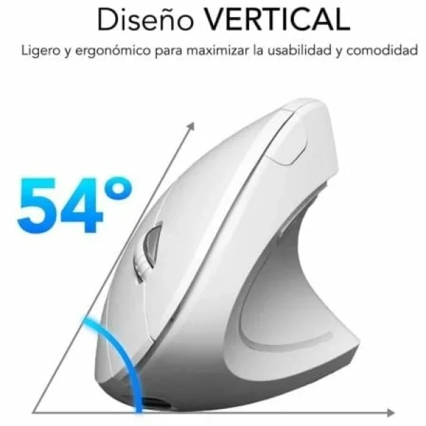 Ratón Vertical Inalámbrico por Bluetooth/ 2.4GHz Subblim Glide Vertical Ergo Dual Battery/ Batería Recargable/ Hasta 1600 DPI/ Blanco - Imagen 3