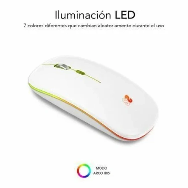 Ratón Inalámbrico por Bluetooth Subblim LED Dual Flat/ Batería recargable/ Hasta 1600 DPI/ Blanco - Imagen 2