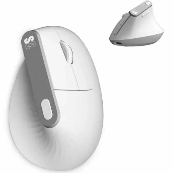 Ratón Vertical Inalámbrico por Bluetooth/ 2.4GHz Subblim Nature Vertical Ergo Dual Battery/ Batería Recargable/ Hasta 4000 DPI/ Blanco