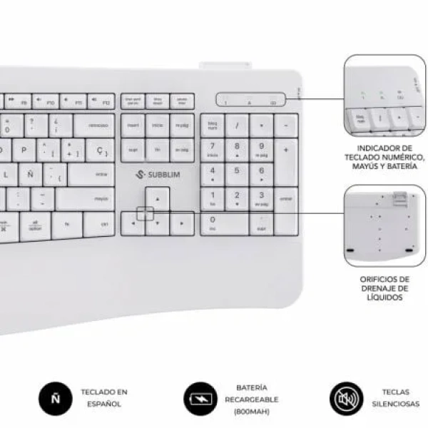 Teclado y Ratón Inalámbrico Subblim Combo Dual Office Prowave/ Blanco - Imagen 2