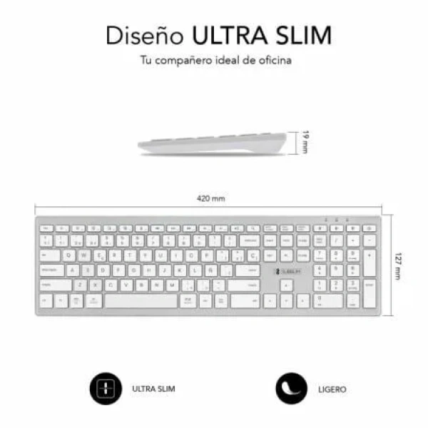 Teclado Inalámbrico por Bluetooth Subblim 2PUE200 Pure Extended/ Plata - Imagen 3