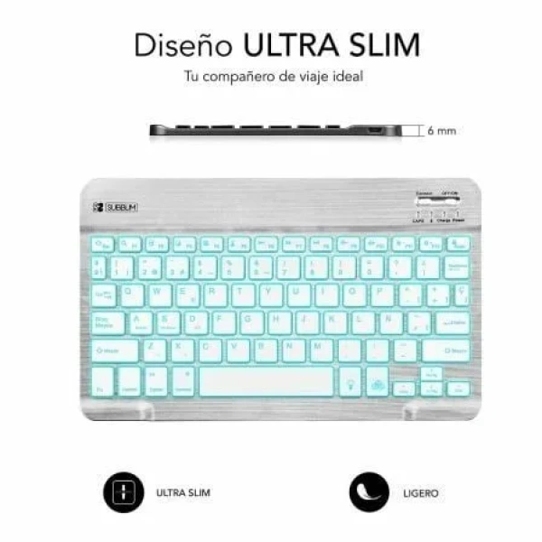 Teclado Compacto Inalámbrico por Bluetooth Subblim Smart Backlit/ Plata - Imagen 3