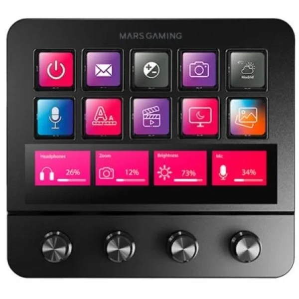 Stream Deck Mars Gaming MSD-PRO/ 10 Teclas LCD + 4 Diales Personalizables/ Negro - Imagen 2