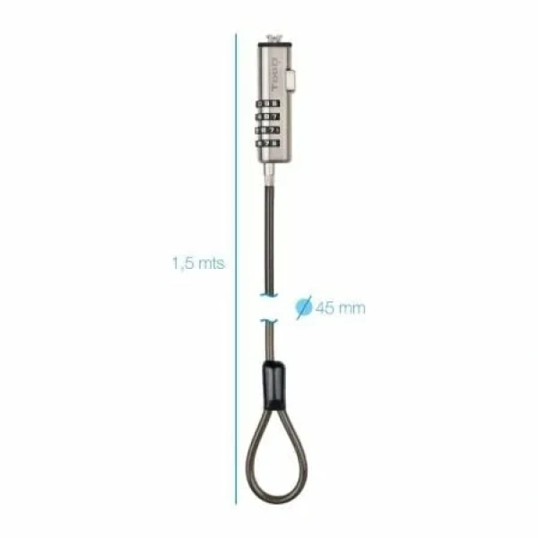 Cable de Seguridad Tipo NANO para Portátiles TooQ TQCLKC0035-G/ 1.5m - Imagen 3