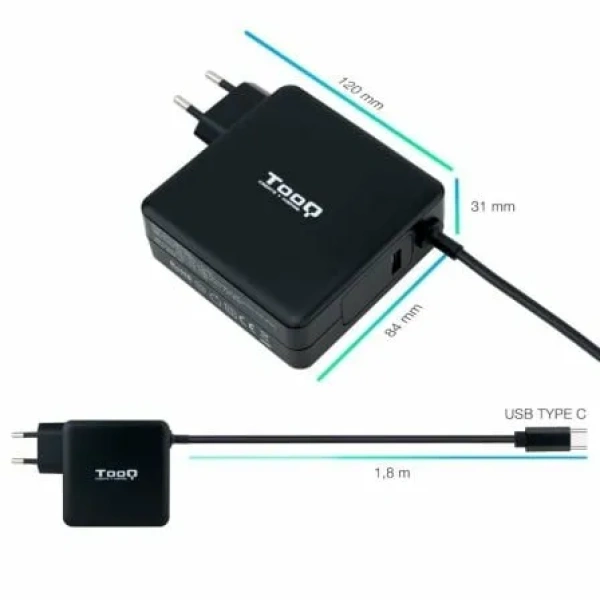 Cargador de Portátil TooQ TQLC-USBC90PD USB Tipo-C/ 90W/ Automático/ Voltaje 5-20V - Imagen 3