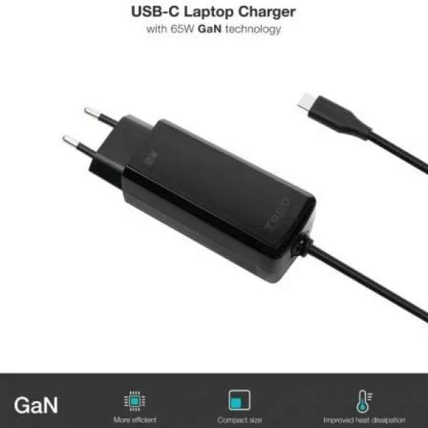 Cargador de Portátil GaN TooQ TQLC-USBCGAN65PD-C USB Tipo-C/ 65W/ Automático/ Voltaje 5-20V - Imagen 3