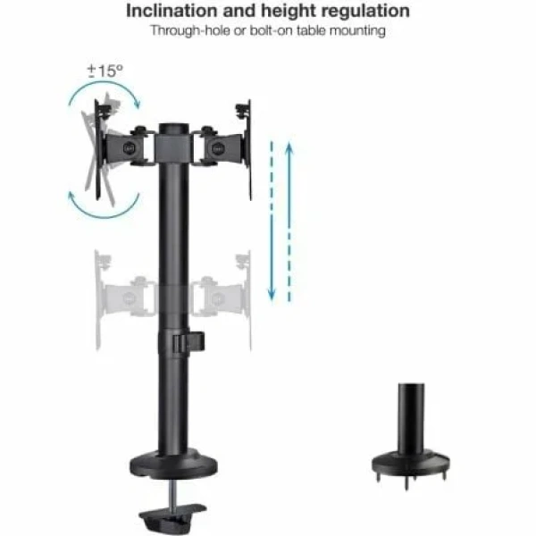 Soporte de Mesa para 2 Monitores TooQ DB1132TN-B/ Giratorio/ Inclinable/ hasta 8kg - Imagen 2