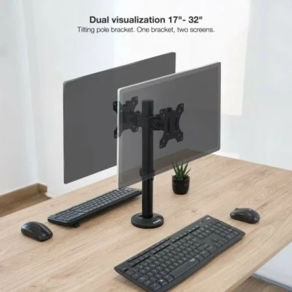 Soporte de Mesa para 2 Monitores TooQ DB1132TN-B/ Giratorio/ Inclinable/ hasta 8kg - Imagen 3