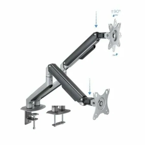 Soporte de Mesa para 2 Monitores TooQ DB4132TNR-G/ Giratorio/ Inclinable/ hasta 9kg - Imagen 2