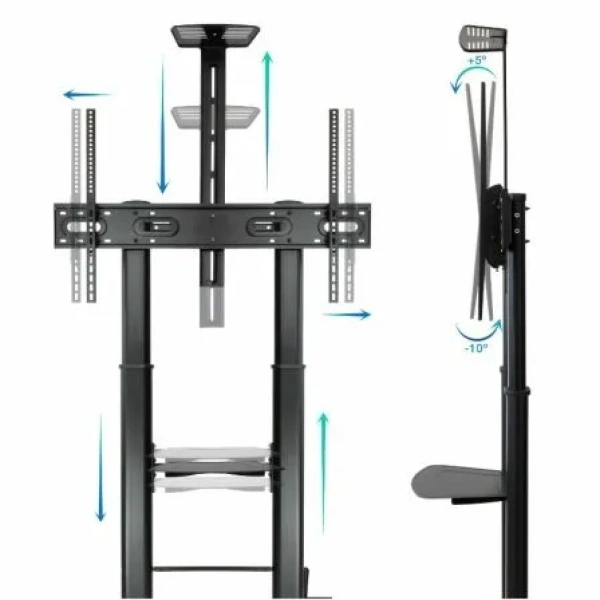 Soporte de Suelo con Ruedas Inclinable/ Nivelable TooQ FS20404HM-B para TV de 60-100"/ hasta 100kg - Imagen 3