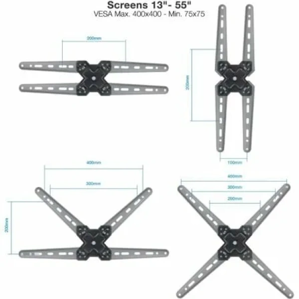 Soporte de Pared Extensible/ Giratorio/ Inclinable TooQ LP1355TN-B para TV de 13-55"/ hasta 25kg - Imagen 2