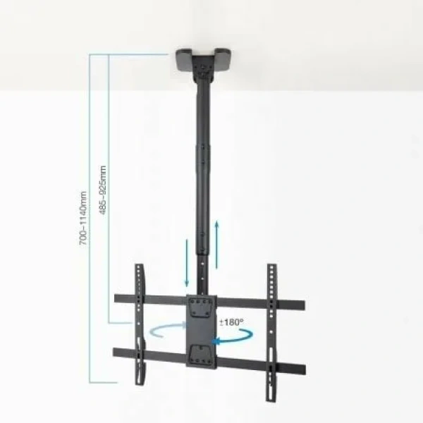 Soporte de Techo Giratorio/ Inclinable/ Nivelable TooQ LPCE1186TSLI-B para TV de 43-86"/ hasta 60kg - Imagen 3
