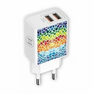 Cargador de Pared Tech One Tech Gaudi/ 2xUSB/ 12W/ Blanco