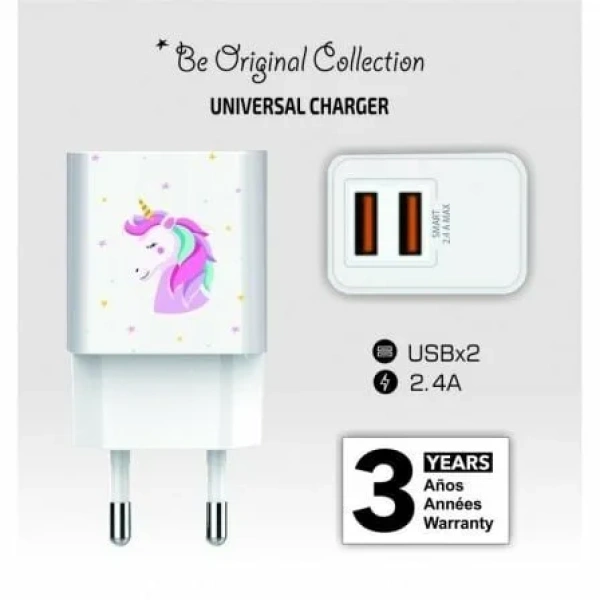 Cargador de Pared Tech One Tech Unicornio Dream/ 2xUSB/ 12W/ Blanco - Imagen 2