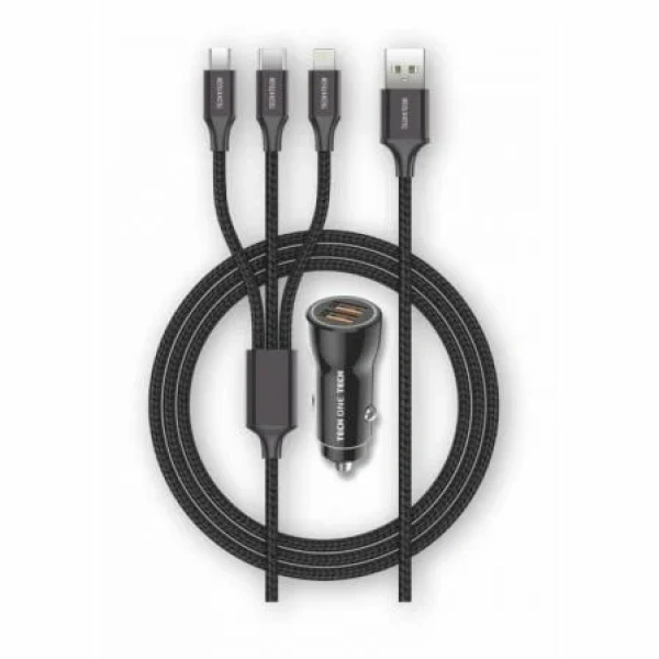 Cargador de Coche Tech One Tech TEC2810/ 2xUSB + Cable 3 en 1/ 12W - Imagen 2